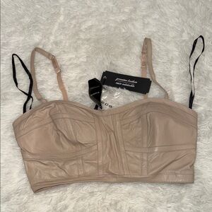 bebe Nude Leather Crop Top